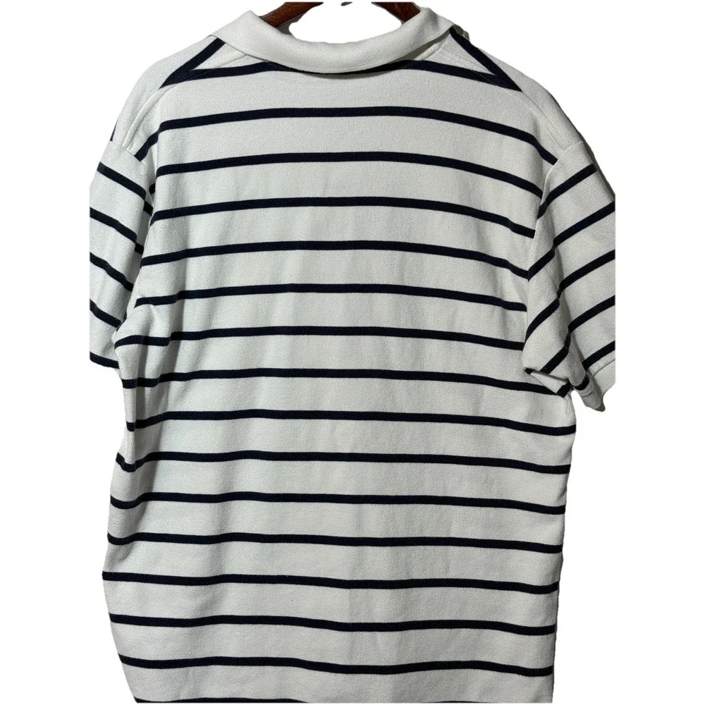 Vintage Polo Ralph Lauren Men's XL Shirt Striped White Short Sleeve Preppy Logo